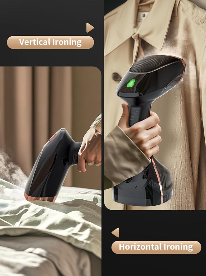 KEENSTAR Steamer for Clothes, Portable Handheld Garment Steamer, 1500W 2 in 1 Fabric Wrinkles Remover, 30-Second Fast Heat-up, 250ml Detachable Water Tank, Steam Iron for Home and Dorm (120V Only)