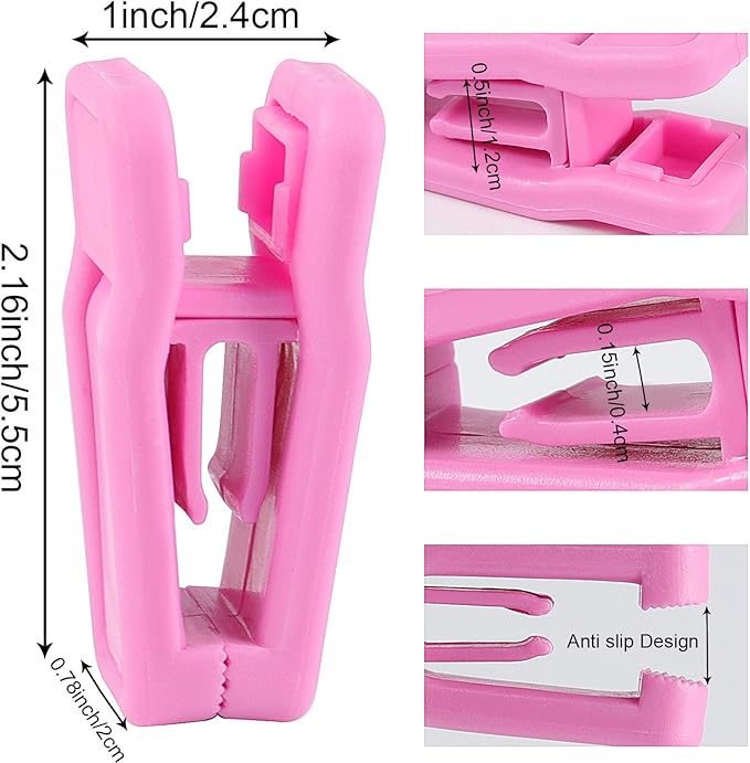 ZOENHOU 100 Pack Pink Plastic Finger Clips for Hanger Strong Pinch, Multi-Purpose Non-Slip Hanger Clip, Plastic Clips for Clothes Pants