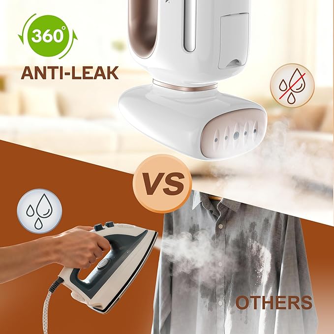 Newbealer Handheld Fabric Steamer for Clothes, 850W Portable Wrinkle Remover with Horizontal & Vertical Steaming, 30s Fast Heat Up, 230ml Water Tank, for Home, RV & Hotel(Only for 120V)