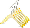 Acrylic Orange Clothes Hangers for Shirts/T-Shirts with Durable 360 Degree Silver Hook | Notched Shoulders | Premium Quality Acrylic Hangers | 5 Pack