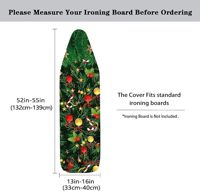 Christmas Tree Ironing Board Cover and Pad Resist Green Scorching Thick Cover for Ironing Board Extra Wide Ironing Board Cover 54x15 inches