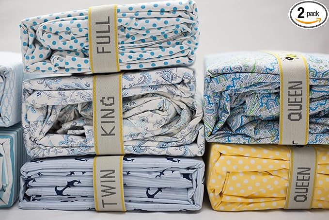 Sheet Keeper Queen Size Sheet Organizer Bands (2-Pack) – Made in USA Closet Straps with Labels for Bed Linen & Storage