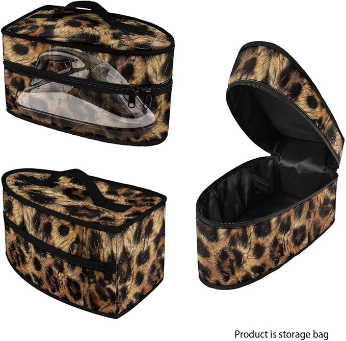 Leopard Print Clothes Iron Storage Case Fits for Accessories Travel Irons Handheld Decorative Iron Storage Bag with Smooth Zipper