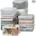10 PCS Clear Zippered Storage Bags with Handle, Sweater Storage with Zipper, Foldable Closet Organizer Bed Sheet Organizer, Cube Plastic Organizer, Bag, Bin for Clothes,Towel-20 * 16 * 12