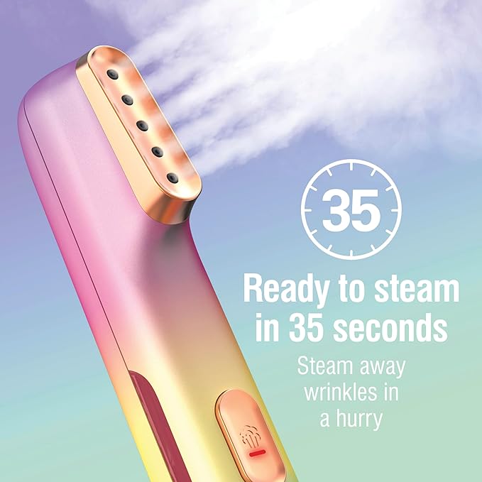 CHI VIBES Handheld Garment Steamer for Clothes, Fabric and Drapes, 5 Minutes of Continuous Steam, Portable Wrinkle-Remover for Home and Travel, Vacation Essentials, 80ml Water Tank, Pink (11615)