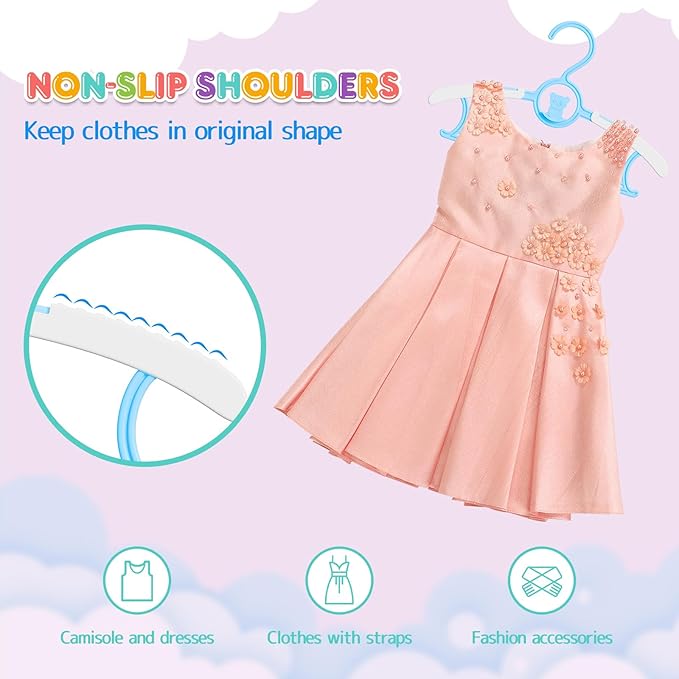 Baby Hangers,11-14 inch Extendable Kid Hangers 20 Pack,Non-Slip Children Hangers,Stackable Space Save Toddler Hangers,Infant Hangers for Closet,Blue 20 Pack