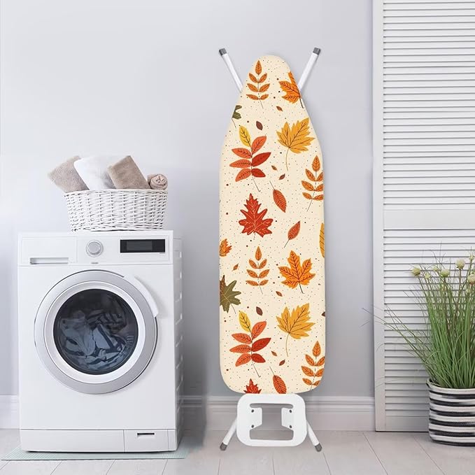 Marple Leaf Ironing Board Cover with Elastic Edge Stain Resistant Iron Board Cover Hook and Loop Fasteners 15x54 Inch Standard Size Pressing Cloth for Ironing