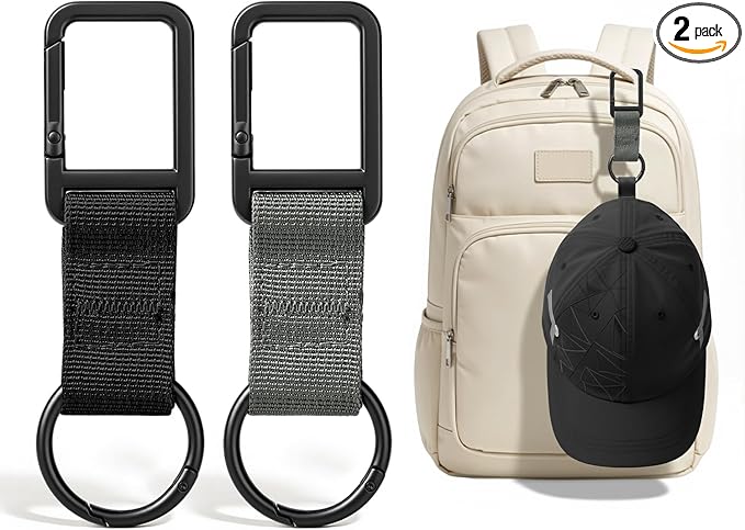 Niveaya Hat Clip for Travel - 2PCS, Stylish Hat Clip for Baseball Cap & Snapback Trucker Ponytail Hat, Sturdy Carabiner with Double Lock for Backpack Luggage Bag, Outdoor Vacation Cruise Essentials