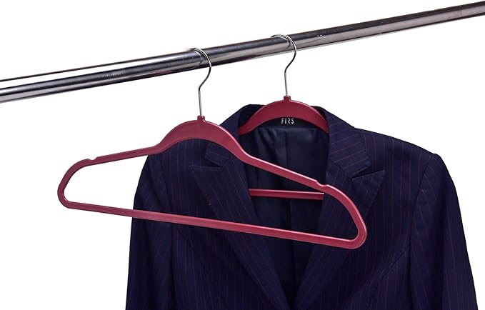 Quality Hangers Multi Pack Slim Plastic Hangers for Clothes - Sturdy Non-Velvet Pink Hangers with 360° Swivel Chrome Hook & Notches - Versatile for Coats Shirts Dresses (50, Raspberry, 17.7" inch)