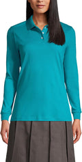 Lands' End School Uniform Kids Long Sleeve Interlock Polo Shirt