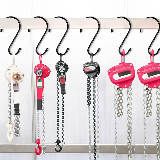 6 Inch 24 Pack Large S Hooks for Hanging Plants,Vinyl Coated Heavy Duty S Hooks for Hanging Non Slip S Hanger Hooks Steel Metal with Rubber Stopper Closet Hooks,Clothes,Jeans,Pot Pan Garden