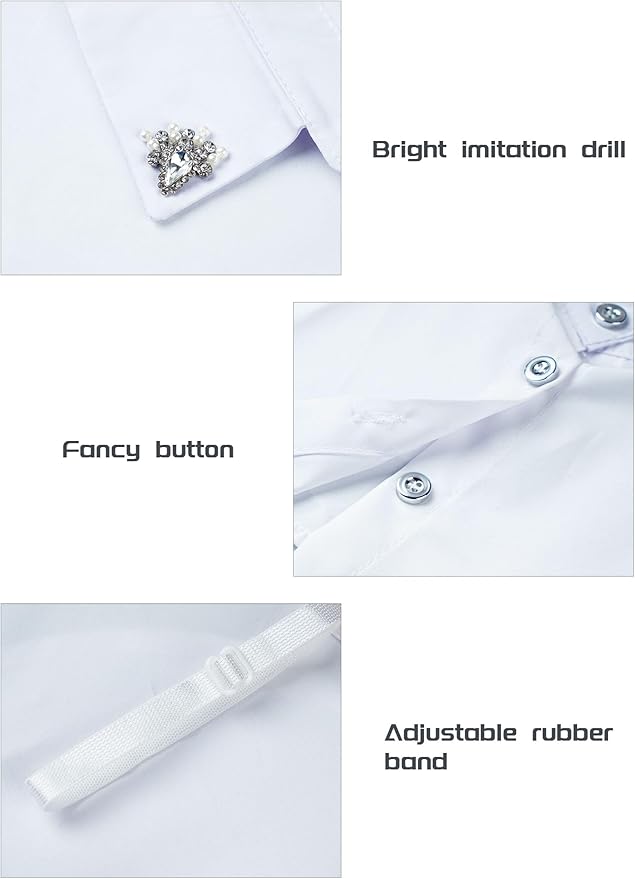 Handcrafted Faux Diamond and Pearl Fake Collar Shirts Versatile Dickey Collar Half Shirt Collar for Women