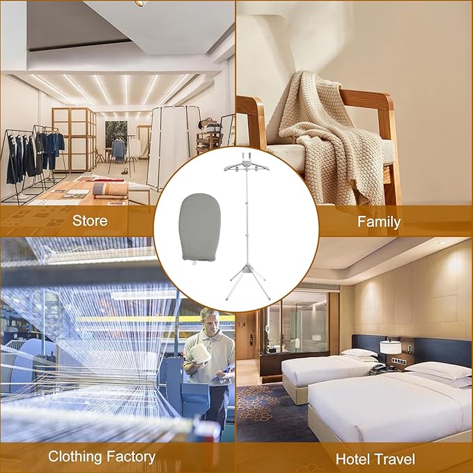 Garment Steamer Rack, Foldable Garment Steamer Stand, Garment Hanger Stand for Steaming Clothes, Steam Iron Stand, Handheld Clothes Steamer Holder, Clothes Hanger for Steam Ironing (Gray)