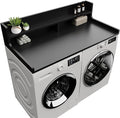 2-Tier Washer Dryer Countertop 54" x 27.55" Washer Dryer Topper for Laundry Room Organization, Large Countertop Cover with Non-Slip Pad Black