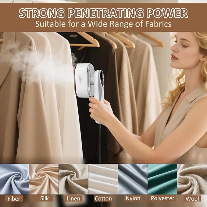 Travel Steamer for Clothes, Handheld Garment Steamer with LED Display, 10s Fast Heat-Up, 4 Adjustable Settings, Large 110ml Tank, Steamer ＆ Iron 2 In 1, Travel steamer for All-Fabric Wrinkle Remover