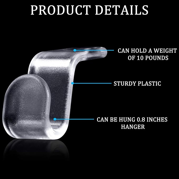 Jetec 96 Pieces Clear Clothes Hanger Connector Hooks Hanger Extender Clips Cascading Connection Hooks Outfit Holders for Clothes Closet (Clear)