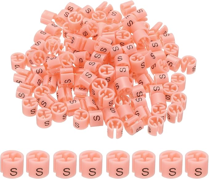PATIKIL 300 Pcs Clothes Hanger Markers S Fit Rod Garment Size Tag Hanger Clips Round Color Coding Label for Clothing, Pink