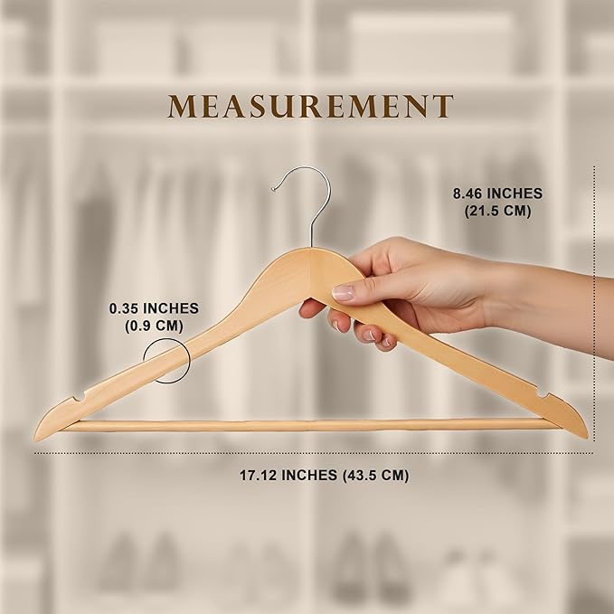 Utopia Home Premium Wooden Hangers 10 Pack - Durable & Slim Coat Hanger - Suit Hangers with 360-Degree Rotatable Hook - Wood Hangers with Shoulder Grooves (Natural Color)