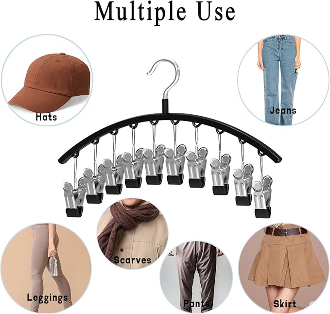 2 Pack Vest Hanger and 2 Pack Leggings Organizer Save Space, Sports Bra Metal Yoga Pants Hanger, Hanging Closet Organizer with 20 Clips and Storage for Hats Vests Shorts
