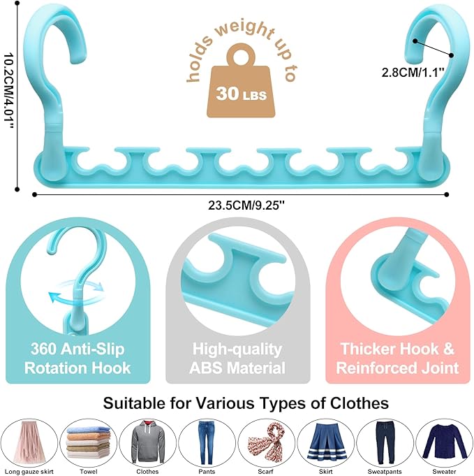 4 Pack College-Dorm-Room-Essentials for Girls,Closet-Organizers and Storage,Closet-Storage Plastic Clothes Hangers with 5 Holes Hangers Space Saving