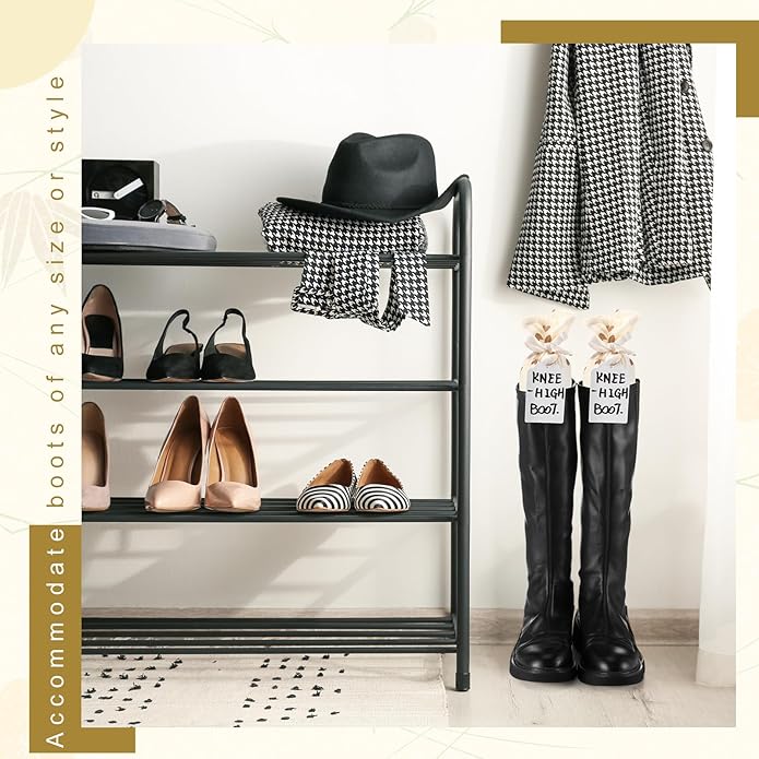 2 Pairs Boot Shaper Stands with 8 Labels Cotton Tall Boot Inserts for Closet Organization