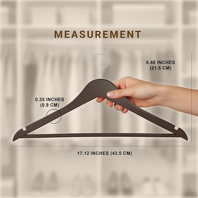 Utopia Home Premium Wooden Hangers 30 Pack - Durable & Slim Coat Hanger - Suit Hanger with 360-Degree Rotatable Hook - Wood Hangers with Shoulder Grooves (Brown Color)