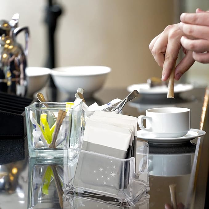 Dryer Sheet Holder Coffee Station Organizer Clear Tea Bag Box Coffee Bar Case Acrylic Sugar Holder Sugar Bag for Home Restaurant Hotel Cosmetics Organizer