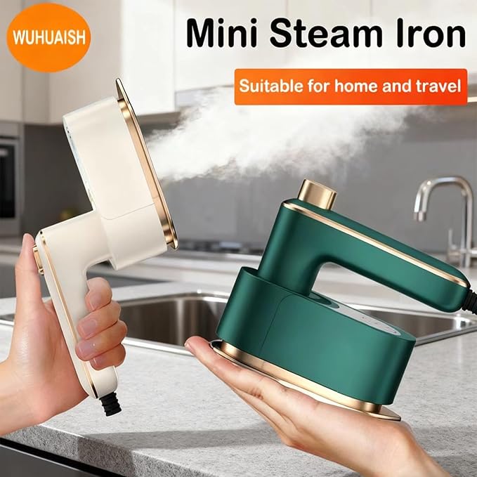Portable Travel Steam Iron, 180° Foldable Handle, 3 Minutes Fast Heating, Anti-Hot Stand, Suitable for Most Fabrics (Silk/Wool/Polyester) and More.