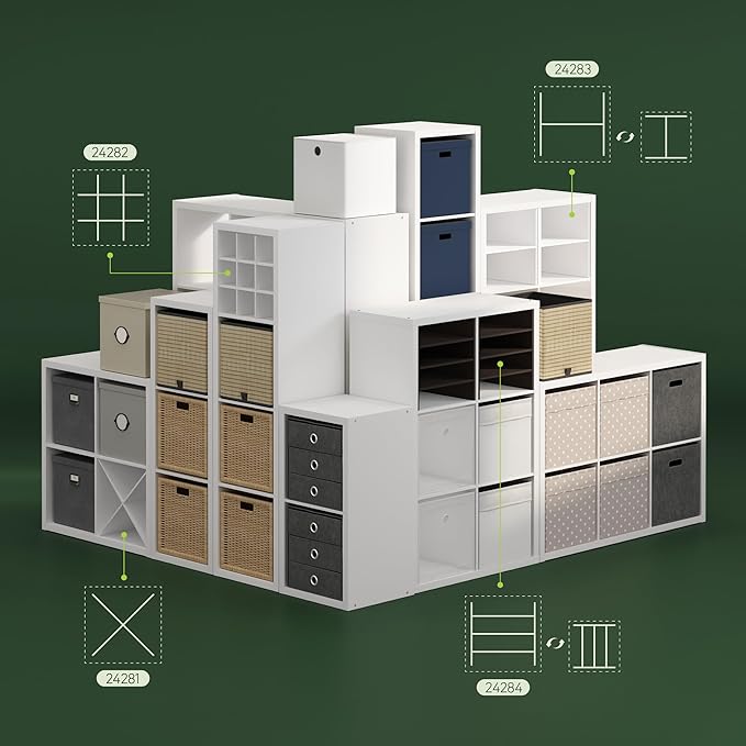 Furinno Cubicle Cube Insert, 3-Shelf Cube Organizer, Fits into Furinno Extra Thick Cubes, for Organizers and Storage, White (Does not fit IKEA Kallax Shelving)