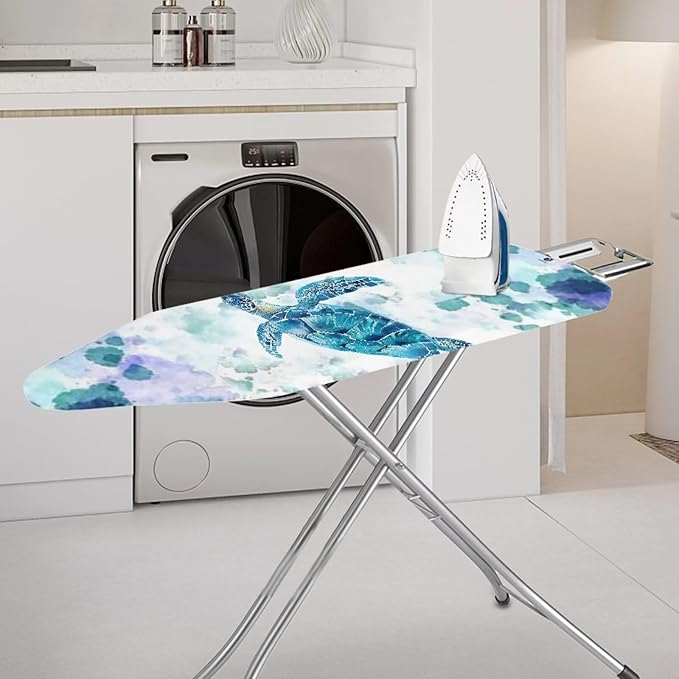 Boho Sea Turtle Ironing Board Cover and Pad Heat Resistance & Resist Scorching Ironing Board Covers with Padding for Standard Size 15×54 Inch Ironing Board with Elastic Fastener Straps