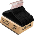 Black Velvet Hangers 50 Pack, Premium Felt Hangers,Non Slip Hanger with 360 Rotating Hook,Heavy Duty for Coat,Shirt,Pants