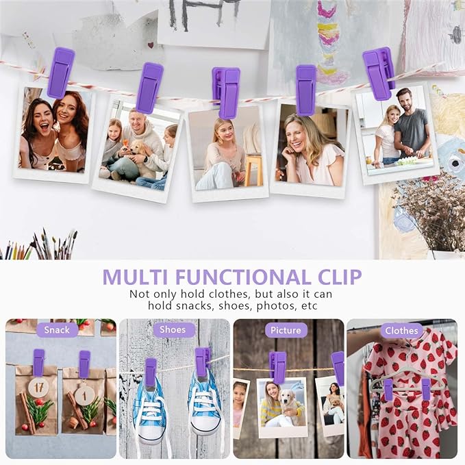80 Pcs Plastic Baby Hanger Clips Slim-line Finger Clips Set for Clothes Hanger Velvet Hanger (Purple)