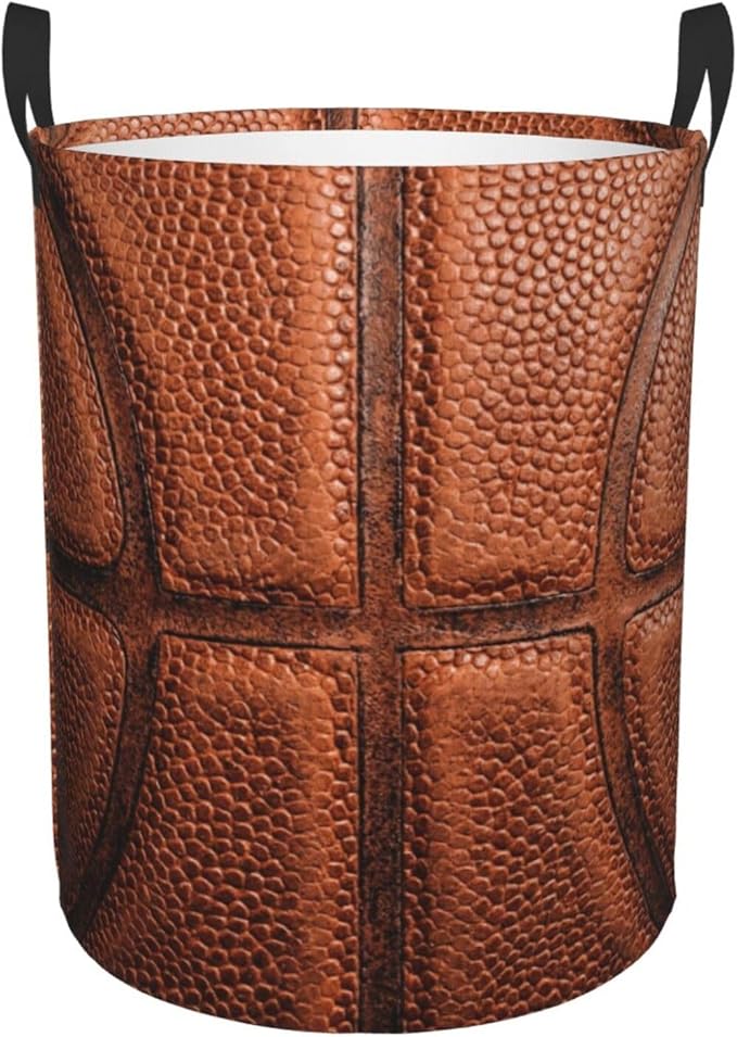 Basketball Round Laundry Hamper Basket Ball Texture Storage Basket Toys Clothes Organizer Bin For Home Bathroom Bedroom Dorm Nursery, 38l