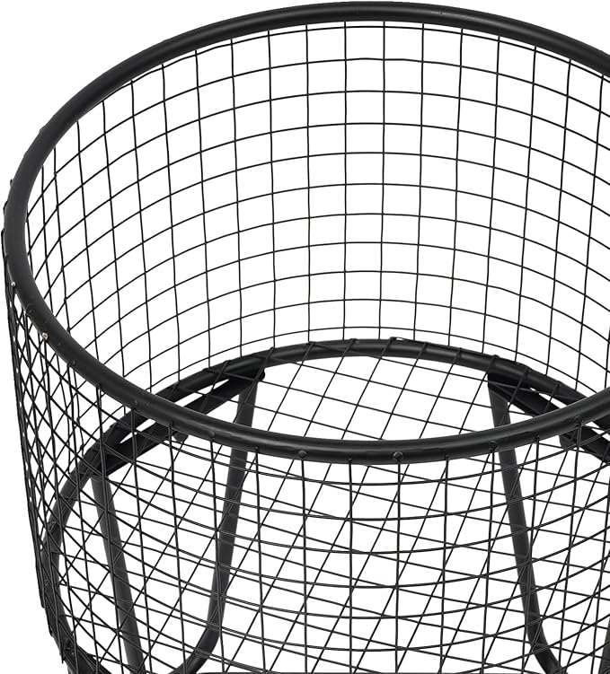 Wire Metal Deep Set Rolling Laundry Basket,Mesh Wire Laundry Basket Storage Cart for Bathroom Bedroom Dirty Clothes Storage (G)