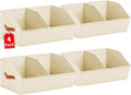 Closet Organizers and Storage Bins - 4 Pack Collapsible Divided Trapezoidal Cube Storage Bins Baskets with Orange Handle for Organizing Clothes Blankets, Toys, Books, Towels(Beige)