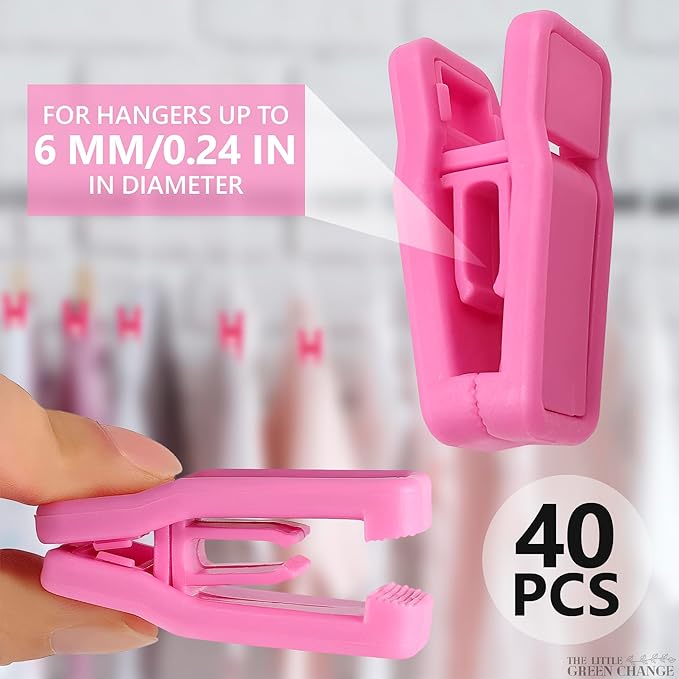 40Pcs Baby Clothes Hangers Clips for Hanging - Non Slip Hangers Clip for Clothes Pant Clips for Hangers Plastic Finger Clips - Skirt Hangers Pink Clips Small Clips for Hangers Plastic Towel Clip