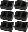 Trapezoid Storage Bin - UPGRADED HEIGHT Closet Organizers And Storage W/ Handles & Adjustable Dividers, Fabric Collapsible Storage Bins For Clothes Storage & Shelf Organizer (6pcs, Medium, Black)