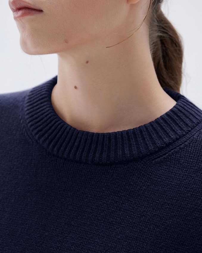 SUUKSESS Women Cashmere Blend Oversized Crew Neck Long Sleeve Pullover Sweaters