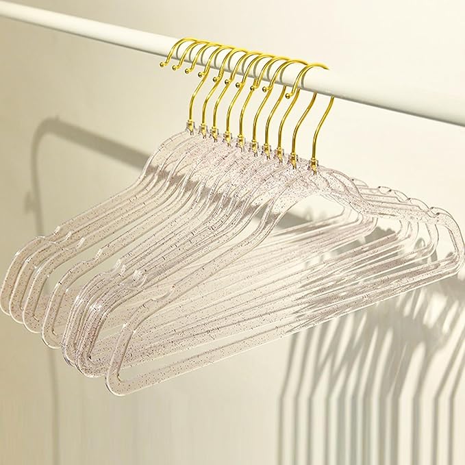 20 Pcs Red Glitter Sparkle Hangers, Ultra-Thin Acrylic Glitter Hangers for Dresses and Suits - Non-Slip Space-Saving (Red)