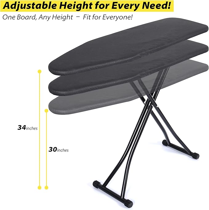 Ironing Board-Foldable Adjustable Height Iron Board with Heat-Resistant Cover - Lightweight and Durable for Home Use
