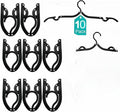 10Pcs Foldable Travel Hangers Space Saving Portable Folding Coat Hangers Travel Accessories Essentials for Traveling Camping Flying RV Cruises Suitcase Foldable Rack for Cruise Black