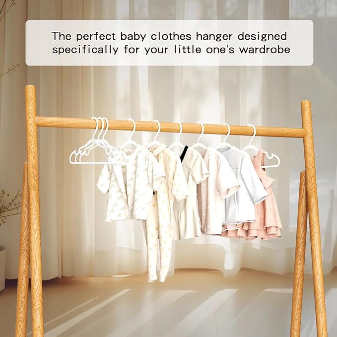 60 Pack Baby Plastic Hangers,12.83" Ultra-Thin,Non-Slip Hangers for Children. Ideal for Closets and Nurseries.Designed for Newborns and Children's Clothing,Including Trousers,Coat,Dresses.(White)
