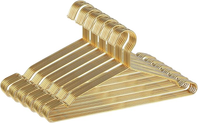 Gold Metal Hangers for Clothes - 30 Pcs Stainless Steel Wire Clothes Hangers, Heavy-Duty, Space-Saving for Coat Suit Dress