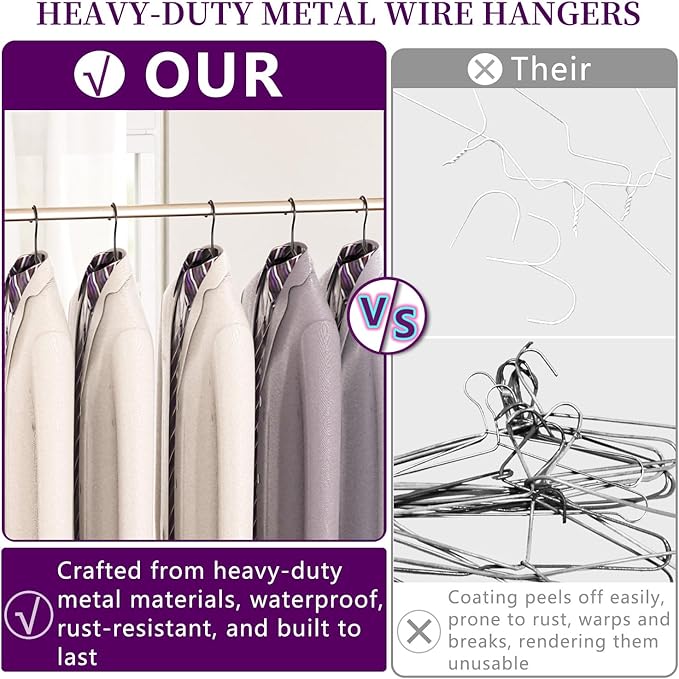 60Pack Metal Wire Hangers+5 Clothes Pins, 16.5" Wire Clothes Hangers for Standard Sized Shirt, Suits, Jackets, Skirts, Ultra Thin Space Saving, Bulk for Home and Commercial