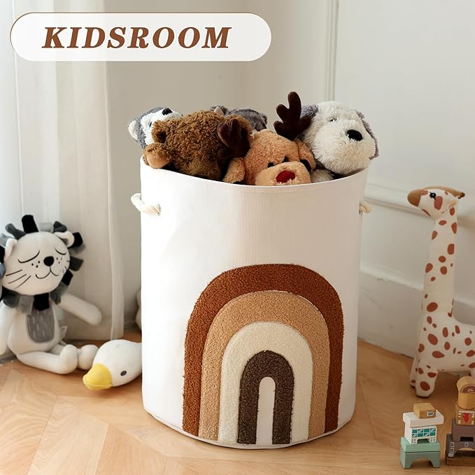 INough Large Laundry Basket Tall Baskets Storage for Dirty Clothes, Toys Storage Bin Baby Hamper 58L Clothes Hampers Blanket Basket Laundry Hamper for Nursery Bedroom Living Room Decor, Coffee Color