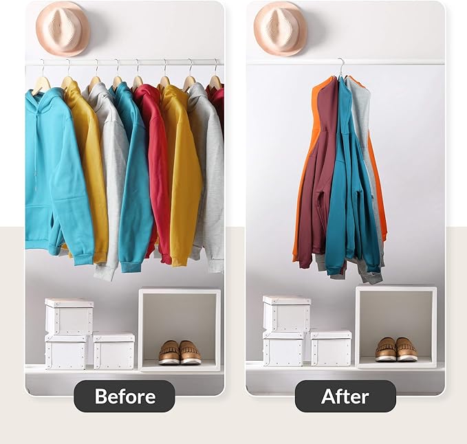 ZEDODIER Hoodie Hangers, Rotatable Hoodie Organzier for Closet, Max 8 Storage Capacity Hoodies Holder, Metal Space Saving Closet Organizers and Storage, Silver