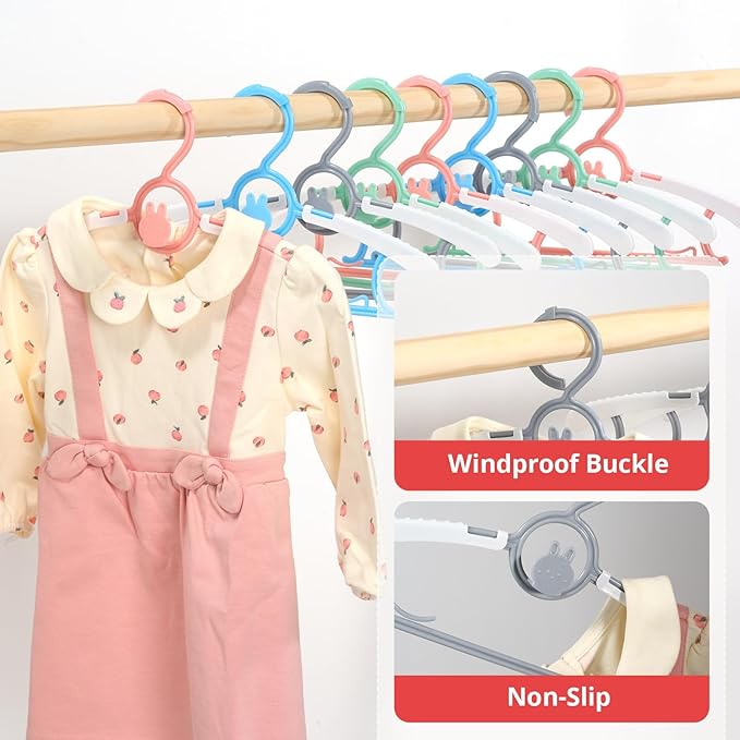 Baby Hangers for Closet Adjustable, Extendable & Stackable Kids Hangers, 11~14inch Non-Slip Plastic Kid Hangeres, Toddler Hangeres for Infant Baby Toddler Children Nursery Teen, Mix Colors, 20PCS