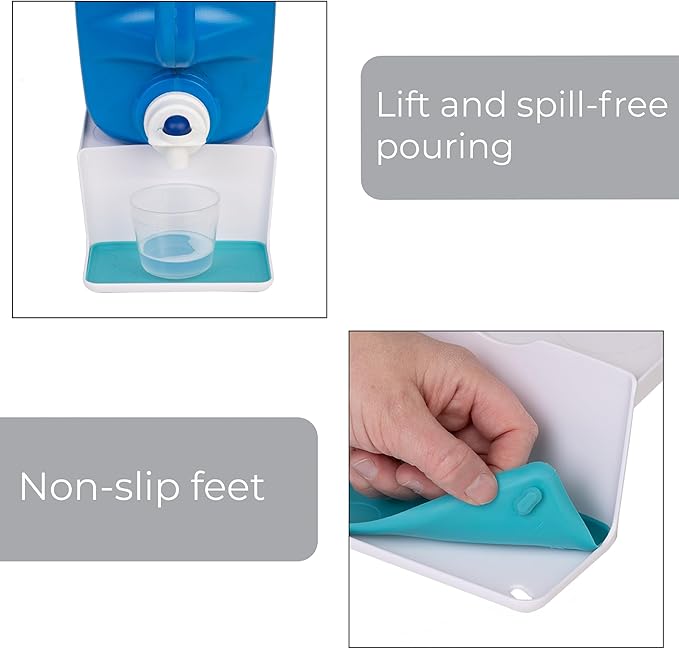 Smart Design Sud Station Angled Laundry Detergent Organizer with Drip Tray – Liquid Detergent & Fabric Softener Holder for Cabinet Storage – 5.8” x 12.7” – White