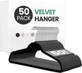 InfiniPower 50 Pack Velvet Hangers, Heavy Duty Clothes Hangers for Coat, Pants & Dress, Non-Slip Hanger Set with Shoulder Notches, 360° Swivel Hook, Space Saving Felt Hangers, Black