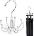 ZEDODIER Belt Organizer for Closet, Heavy-Duty Rotating Belt Hanger Rack Holds up to 24 Belts, Hanging Space Saving Metal Belt Holder for Closet Storage, Silver